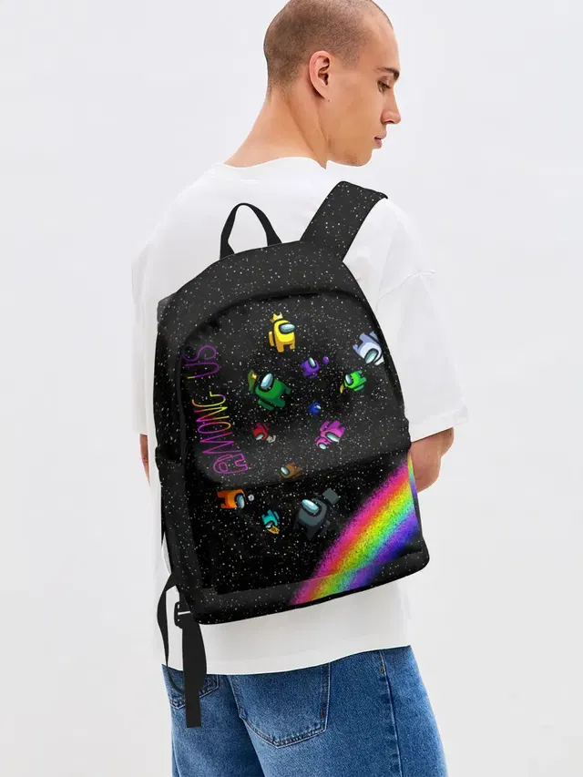Джинсовый рюкзак с принтом «Rainbow»