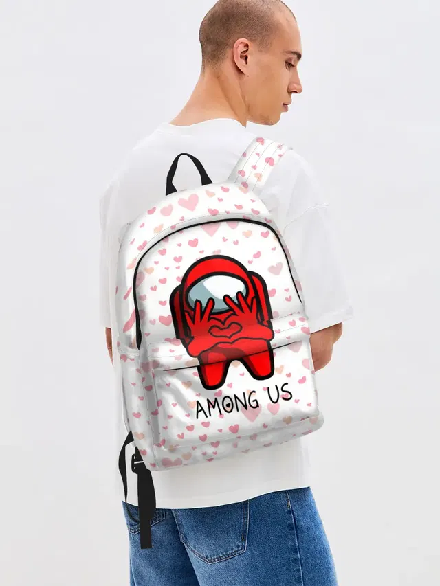 Джинсовый рюкзак с принтом «Among US Сердечко»