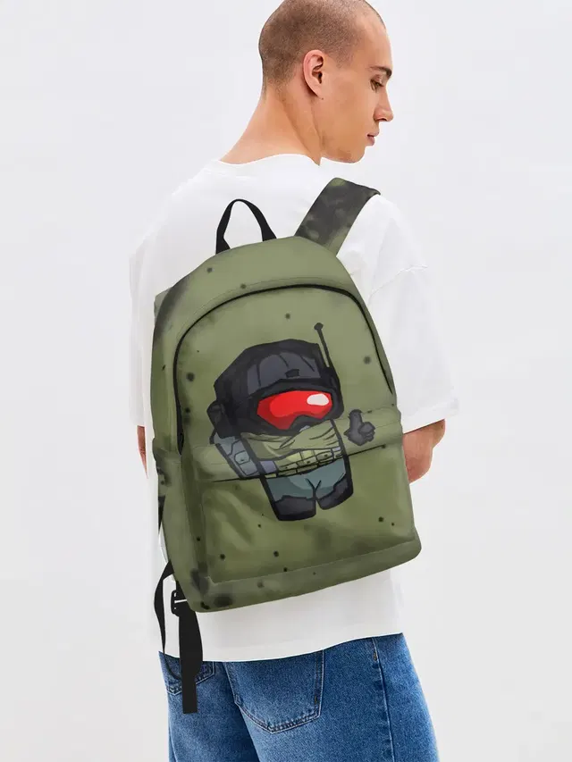 Джинсовый рюкзак с принтом «Tactical Gear — AMONG US & CALL OF DUTY»