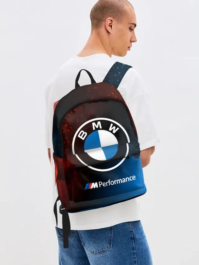 Джинсовый рюкзак с принтом «BMW - Снежный»