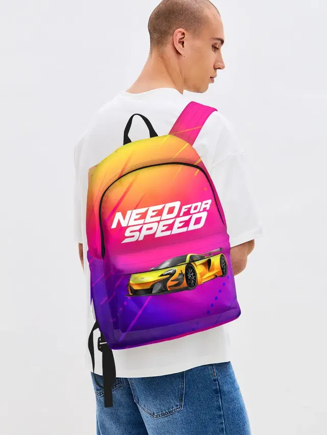 Джинсовый рюкзак с принтом «Need FO Speed»