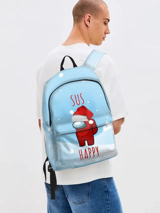 Джинсовый рюкзак с принтом «SUS Happy Among US»