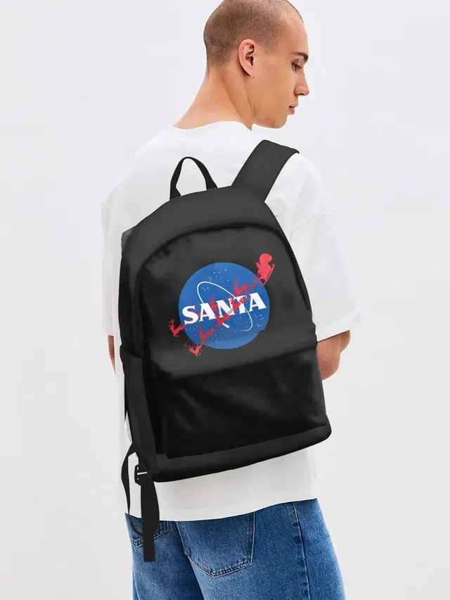Джинсовый рюкзак с принтом «Новый год — Santa — Nasa»
