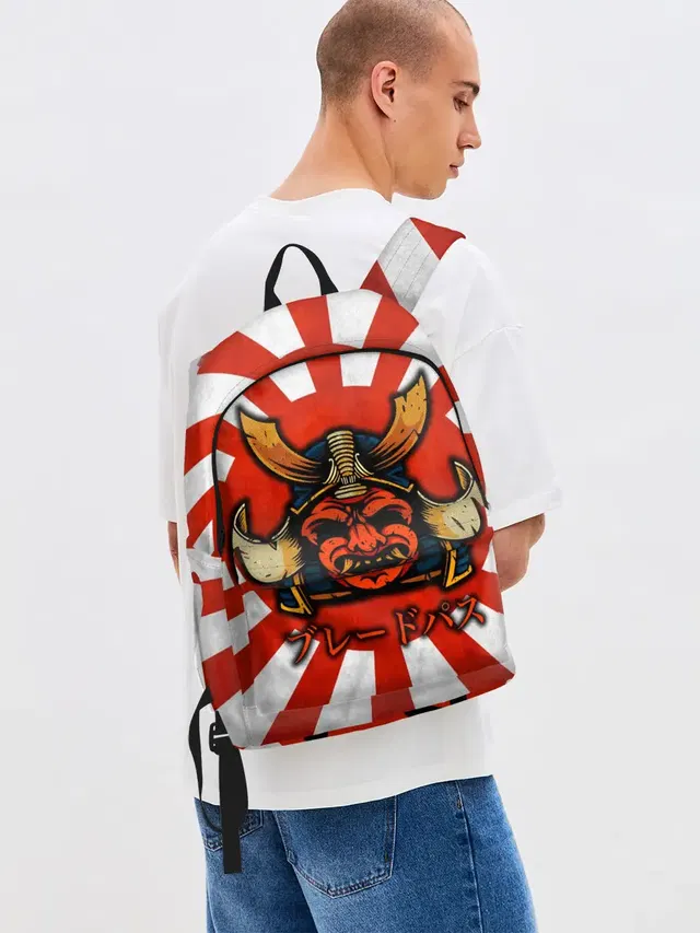 Джинсовый рюкзак с принтом «Самурай — Sun samurai»