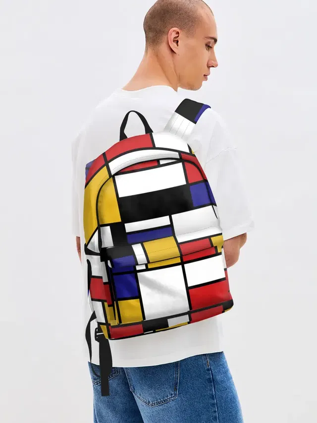 Джинсовый рюкзак с принтом «Retro — Color blocking»