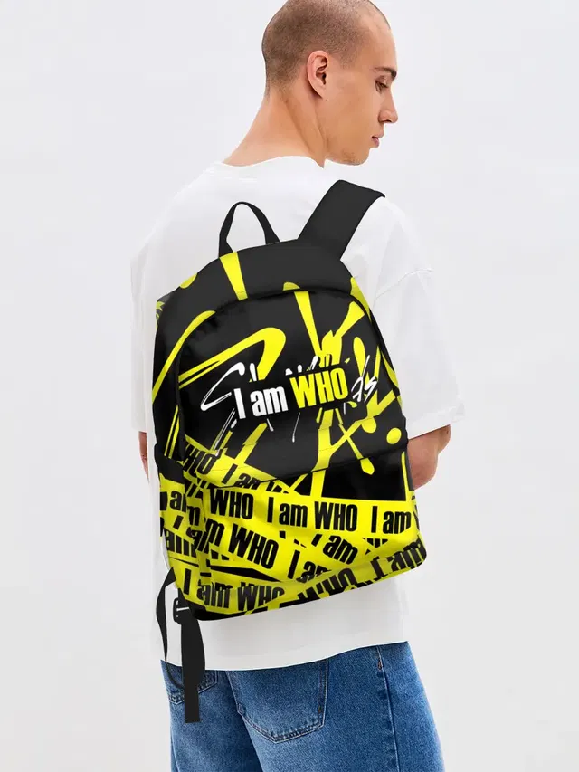 Джинсовый рюкзак с принтом «Caution tape»