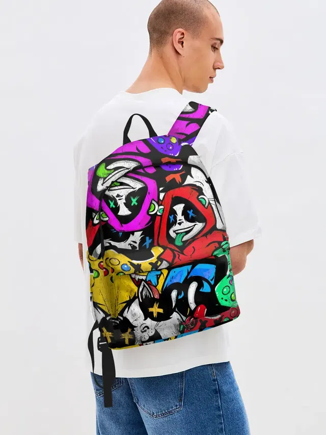 Джинсовый рюкзак с принтом «Pop Art — Play»