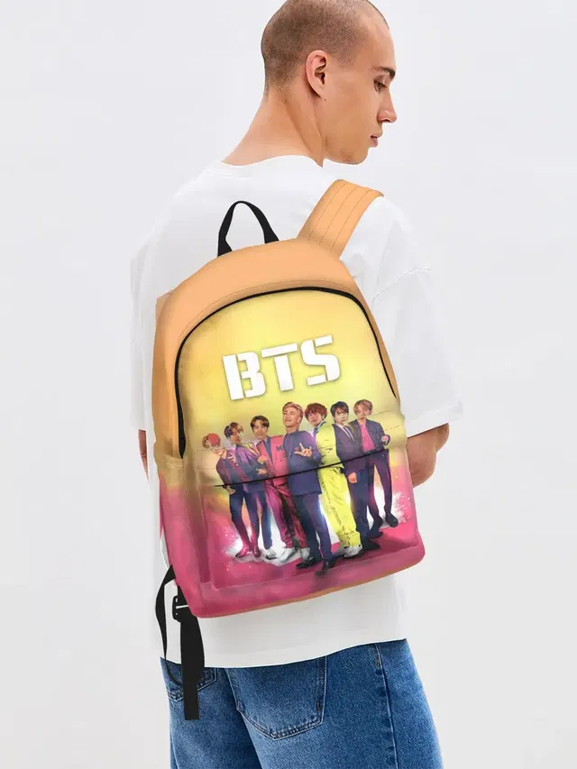 Джинсовый рюкзак с принтом «BTS»