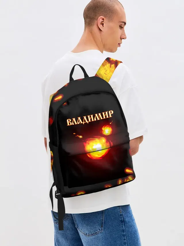 Джинсовый рюкзак с принтом «Владимир»