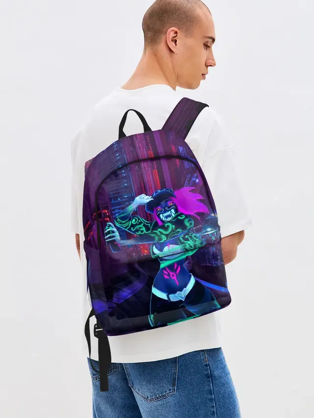 Джинсовый рюкзак с принтом «Graffiti — KDA Akali»