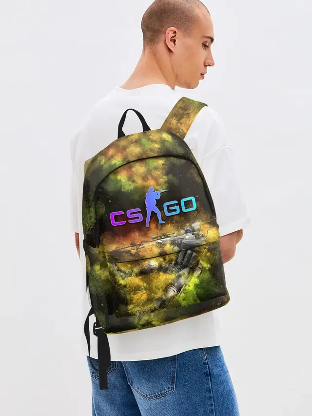 Джинсовый рюкзак с принтом «CS GO Gold dust»