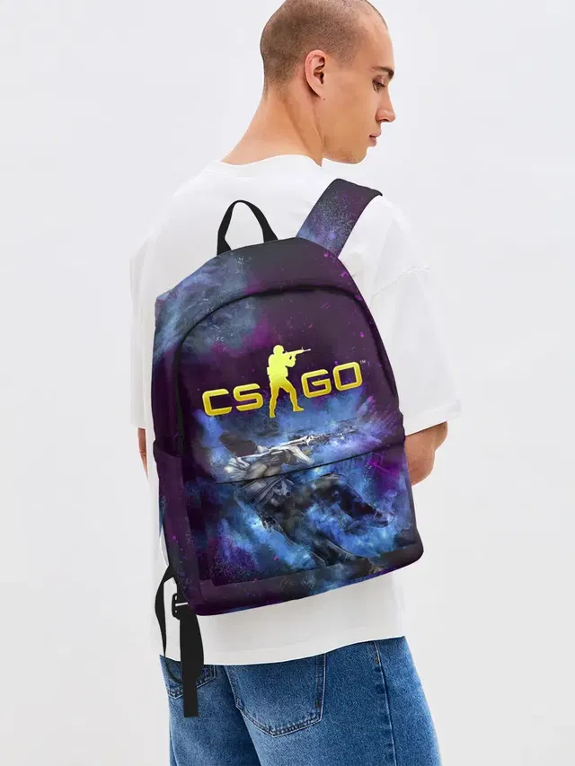 Джинсовый рюкзак с принтом «CS GO Blue smoke»