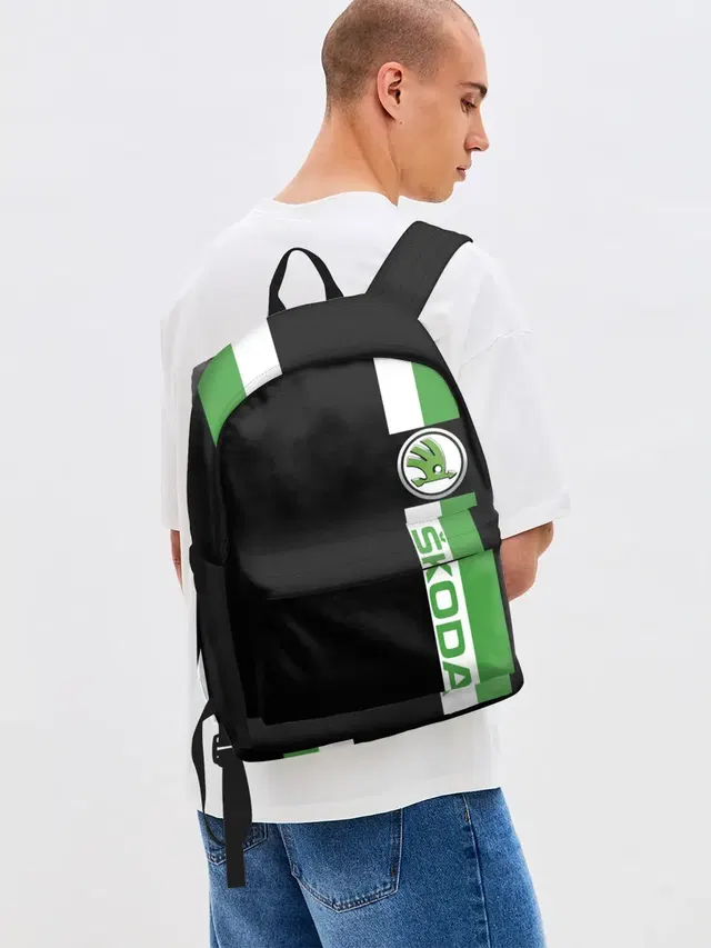 Джинсовый рюкзак с принтом «Шкодавод Skoda — Шкодавод»