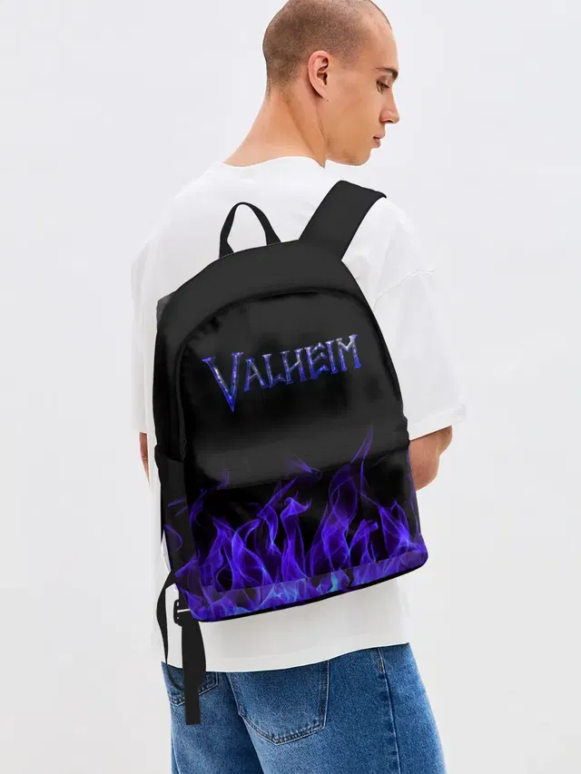 Джинсовый рюкзак с принтом «Valheim game»