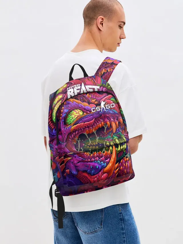 Джинсовый рюкзак с принтом «Psychedelic art — CS GO — Hyper Beast»