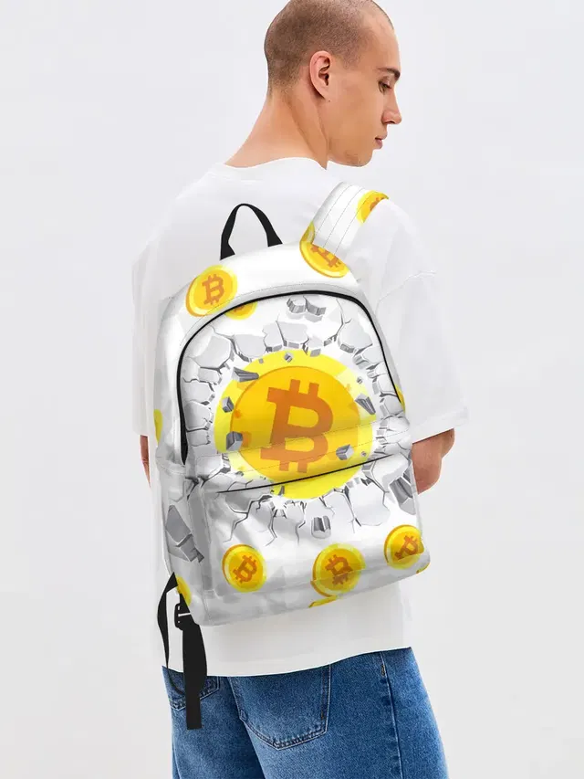 Джинсовый рюкзак с принтом «Биткоин Bitcoin»
