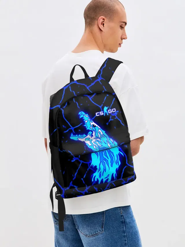 Джинсовый рюкзак с принтом «CS GO Howl Neon»