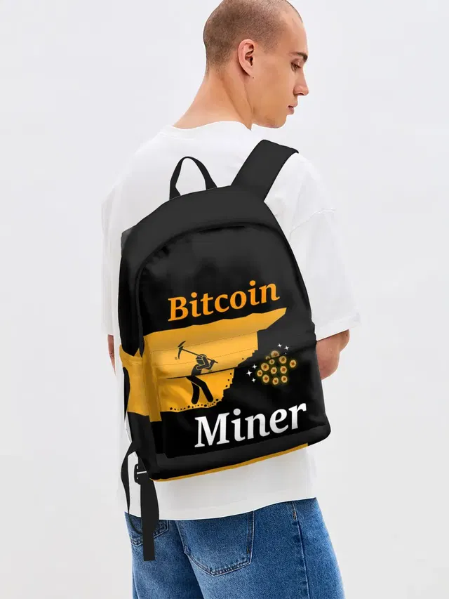 Джинсовый рюкзак с принтом «Другие — БИТКОИН ШАХТЕР — BITCOIN»
