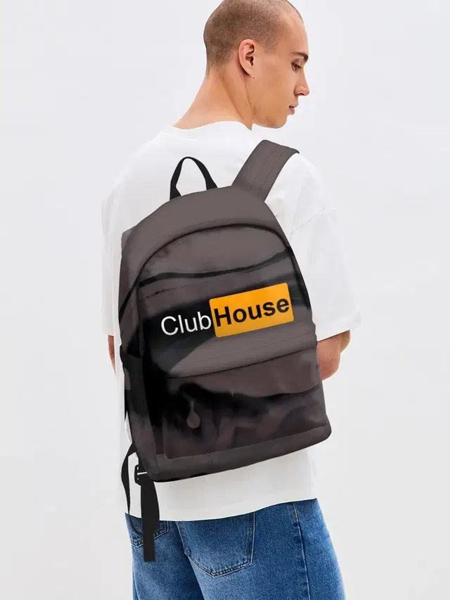 Джинсовый рюкзак с принтом «Clubhouse Pornhub | Клабхаус»