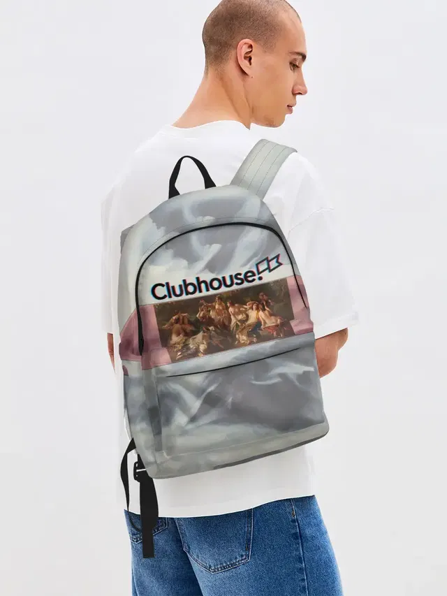 Джинсовый рюкзак с принтом «Социальные сети — Clubhouse Welcome — Клабхаус»