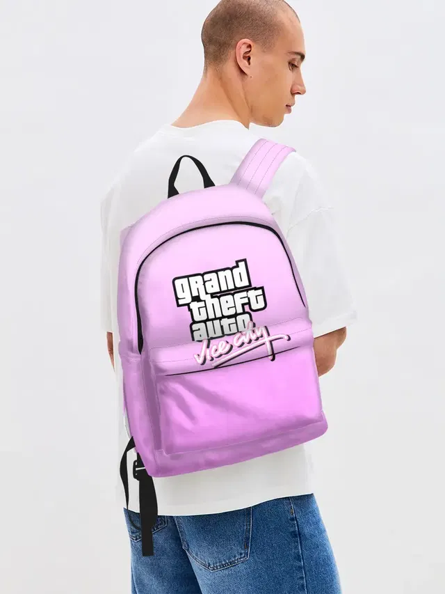 Джинсовый рюкзак с принтом «GTA — Grand Theft Auto vice city»