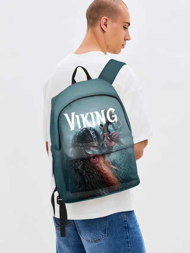 Джинсовый рюкзак с принтом «Viking»