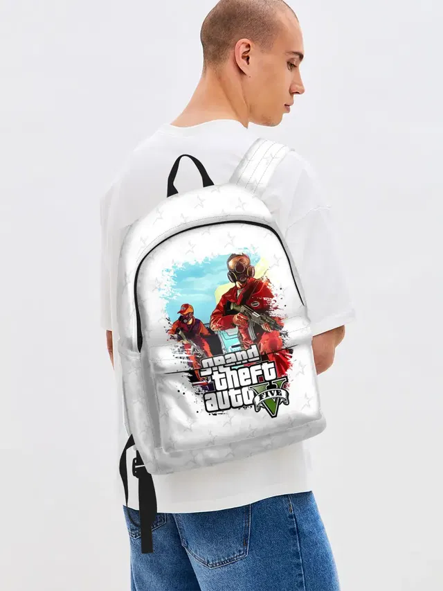 Джинсовый рюкзак с принтом «GTA — Grand Theft Auto ограбление»