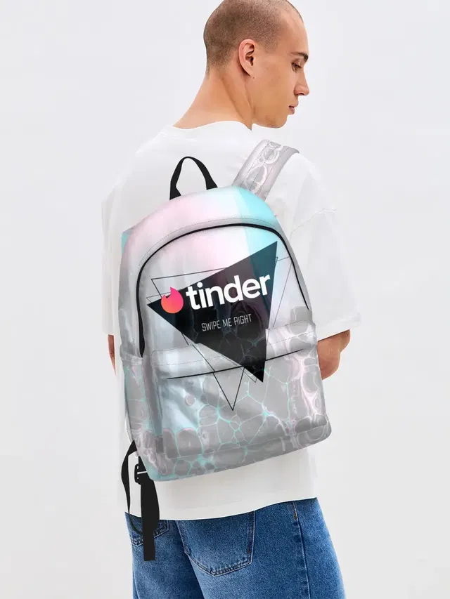 Джинсовый рюкзак с принтом «Разные тренды — Тиндер — Tinder Swipe Right»