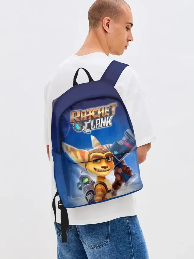 Джинсовый рюкзак с принтом «Ratchet & Clank — Рэтчет и Кланr»