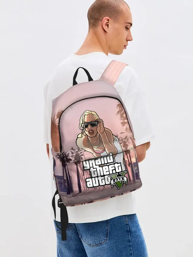 Джинсовый рюкзак с принтом «GTA — Grand Theft Auto V девушка»
