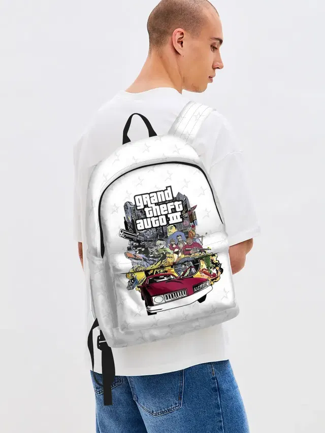 Джинсовый рюкзак с принтом «GTA — Grand Theft Auto iii»