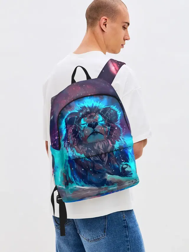 Джинсовый рюкзак с принтом «Galaxy Lion»