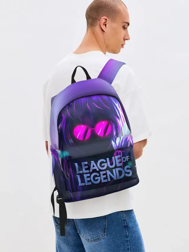Джинсовый рюкзак с принтом «Evelynn LOL — Evelynn»