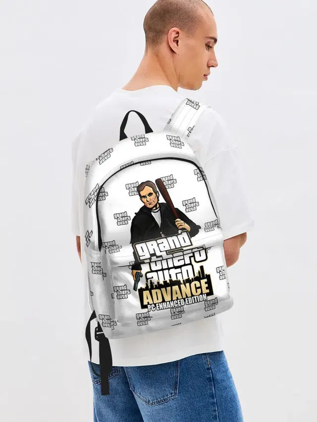 Джинсовый рюкзак с принтом «GTA — Grand Theft Auto ADVANCE»