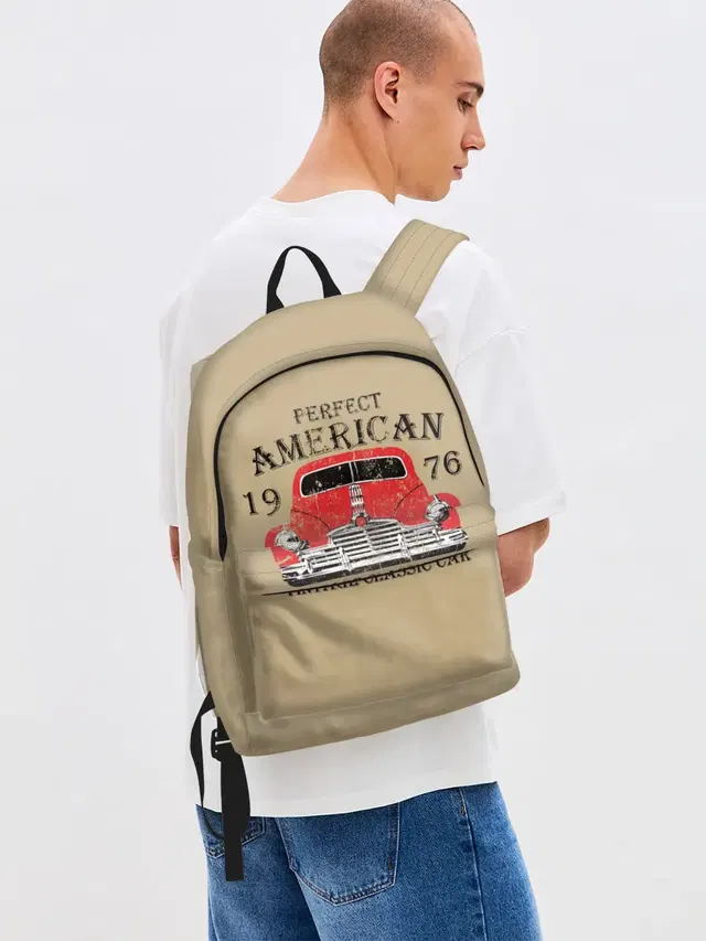 Джинсовый рюкзак с принтом «Retro — AMERICAN CAR»