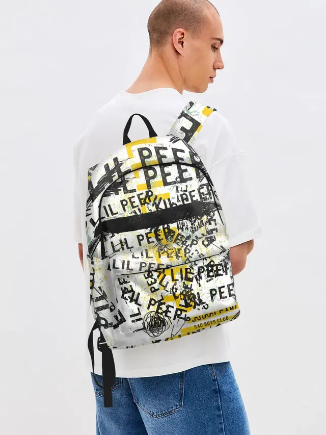 Джинсовый рюкзак с принтом «Lil Peep — LIL PEEP Vintage Graffiti Wall»