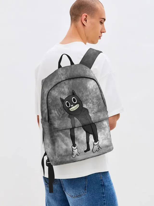 Джинсовый рюкзак с принтом «Cartoon cat»