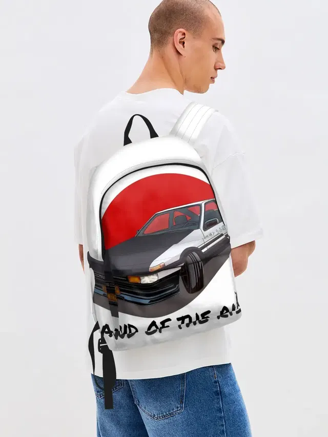 Джинсовый рюкзак с принтом «Toyota Sprinter Trueno AE86 — Land of the rising sun»