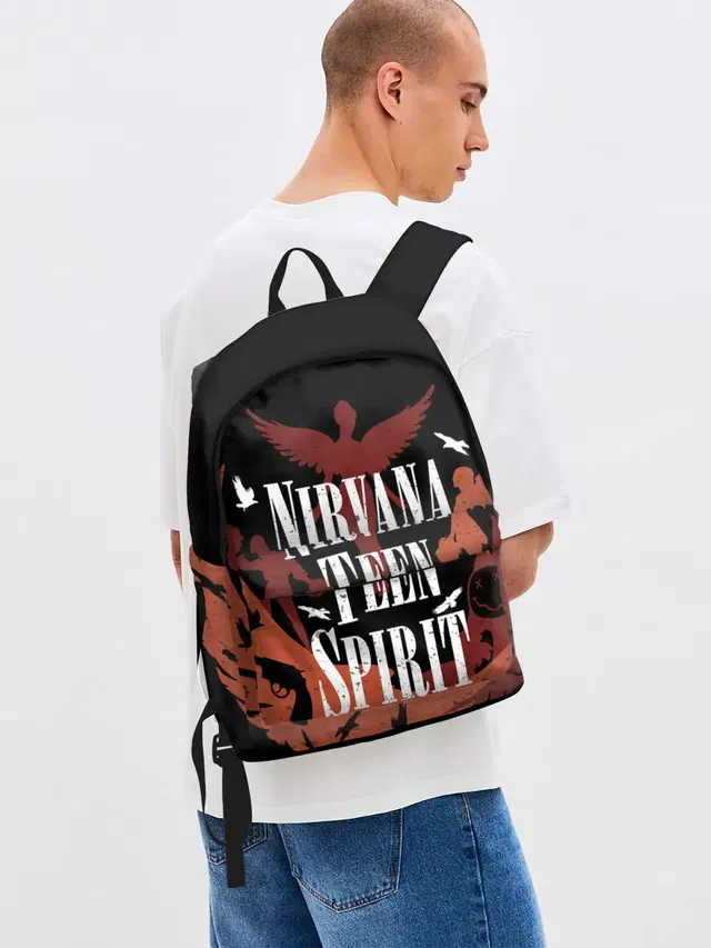 Джинсовый рюкзак с принтом «Nirvana Teen Spirit»