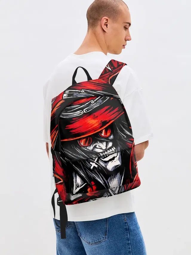 Джинсовый рюкзак с принтом «Alucard IN — ALUCARD IN RED»