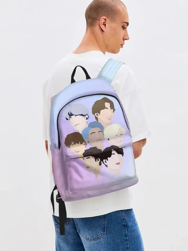 Джинсовый рюкзак с принтом «BTS — БТС Bangtan Boys BTS»