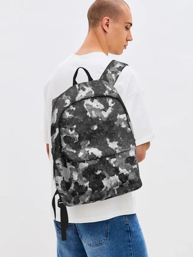Джинсовый рюкзак с принтом «Gray Camouflage»
