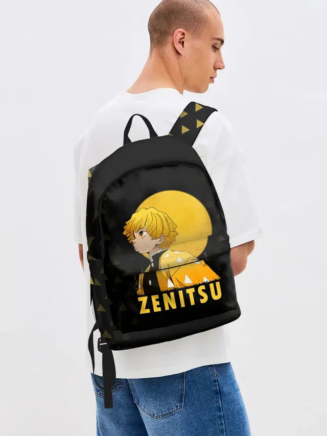 Джинсовый рюкзак с принтом «Клинок, рассекающий демонов — ZENITSU Kimetsu no Yaiba»