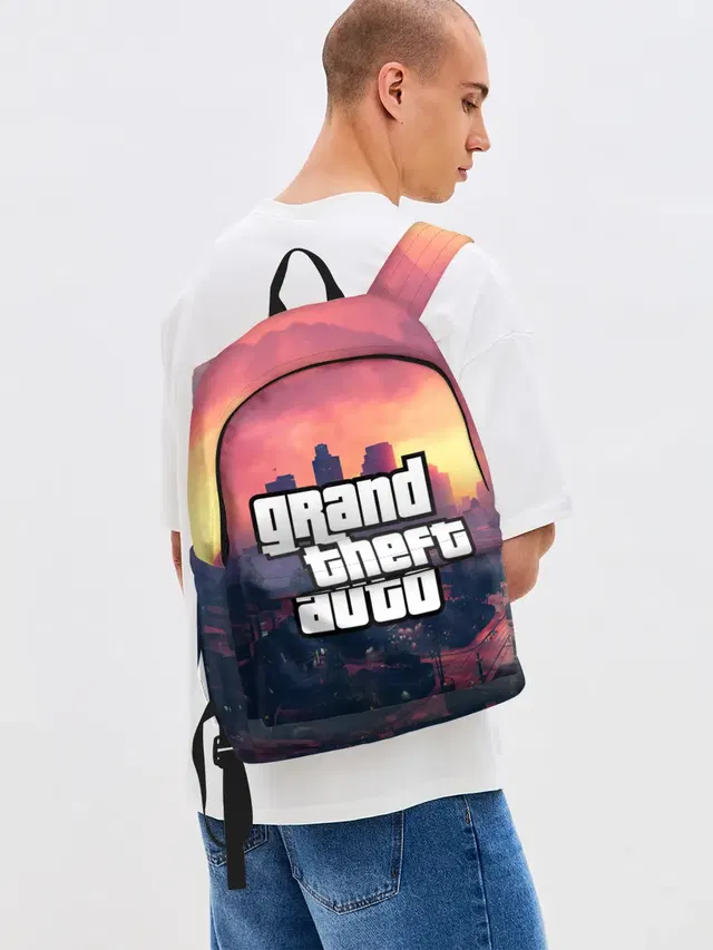 Джинсовый рюкзак с принтом «GTA — Los Santos»