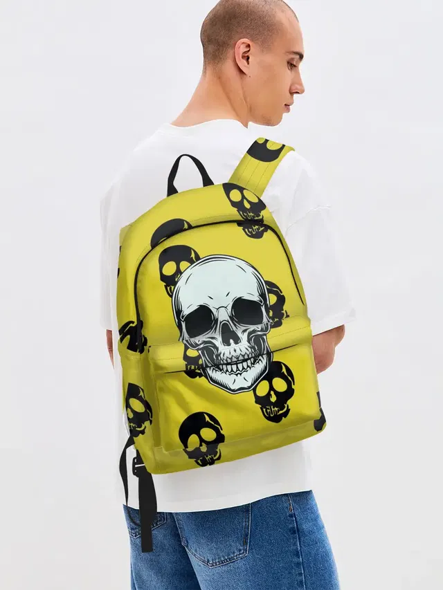 Джинсовый рюкзак с принтом «Yellow Skulls»