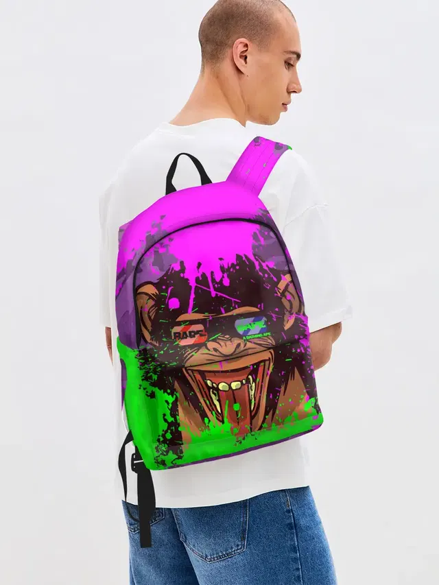 Джинсовый рюкзак с принтом «3D Neon Monkey»