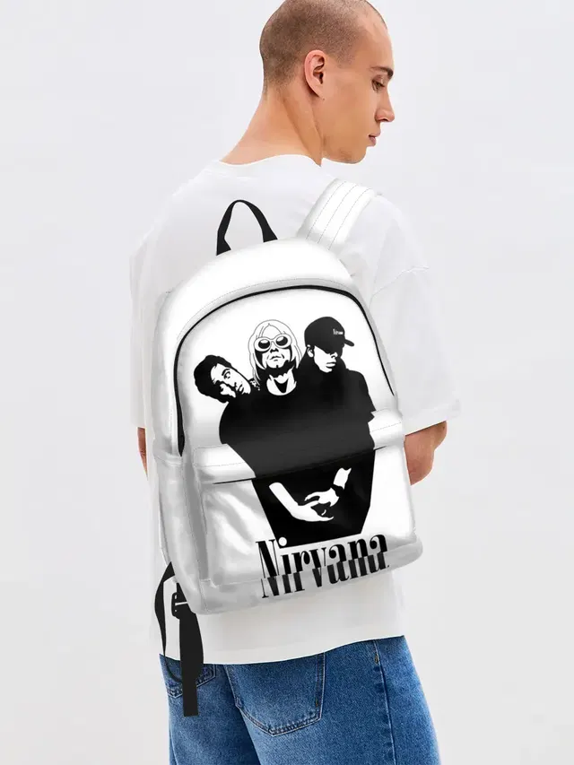 Джинсовый рюкзак с принтом «Nirvana Группа»