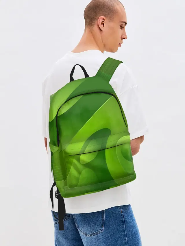 Джинсовый рюкзак с принтом «3d Green abstract»
