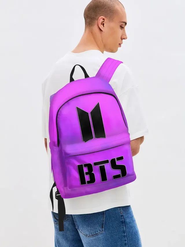 Джинсовый рюкзак с принтом «BTS — BTS ЮЖНОКОРЕЙСКИЙ БОЙБЕНД»
