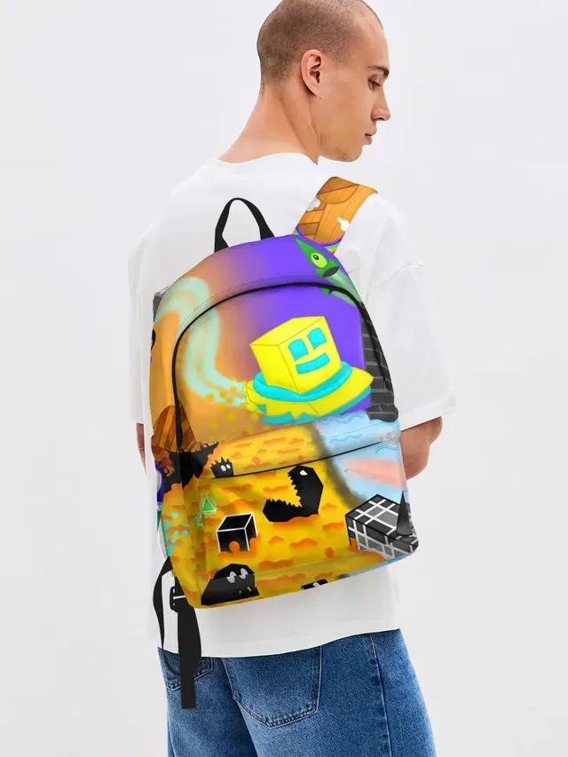 Джинсовый рюкзак с принтом «Geometry Dash RobTop — RobTop»